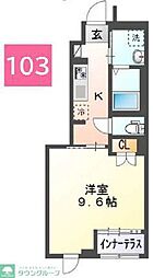 つくばエクスプレス 八潮駅 徒歩30分の賃貸アパート 2階1Kの間取り