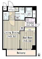 ヴェルデベント 3階1LDKの間取り