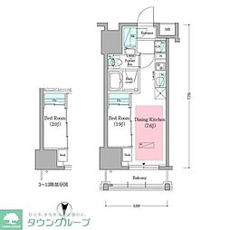 アーバネックス深川住吉III 12階1DKの間取り