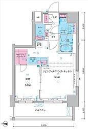ジェノヴィア両国IVスカイガーデン 9階1LDKの間取り