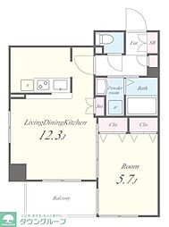 アヴェニーユ弐番館 6階1LDKの間取り
