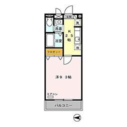 クレール八広 3階1Kの間取り