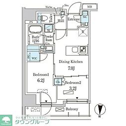 パークアクシス両国スクエア 12階2DKの間取り