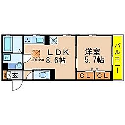 ブランドール押上 1階1LDKの間取り