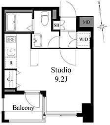 ドゥーエ両国 7階1Kの間取り