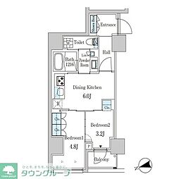 東京メトロ銀座線 末広町駅 徒歩3分の賃貸マンション 8階2DKの間取り
