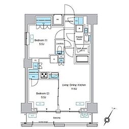 JR総武線 両国駅 徒歩9分の賃貸マンション 9階2LDKの間取り