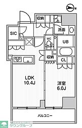 都営大江戸線 森下駅 徒歩5分の賃貸マンション 5階1LDKの間取り