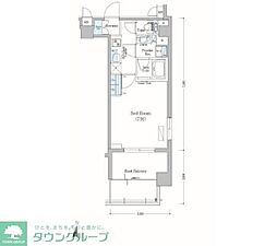都営大江戸線 森下駅 徒歩5分の賃貸マンション 7階1Kの間取り