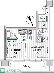 東京メトロ半蔵門線 清澄白河駅 徒歩8分の賃貸マンション 5階1LDKの間取り
