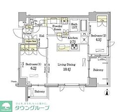 JR総武線 錦糸町駅 徒歩10分の賃貸マンション 7階2LDKの間取り