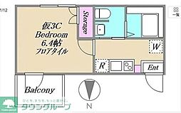 アーバンリーフ小岩 1Kの間取図画像