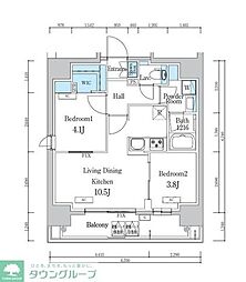 デュオフラッツ浅草蔵前 2LDKの間取図画像
