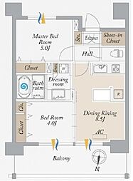 オーキッドレジデンス森下 2DKの間取図画像