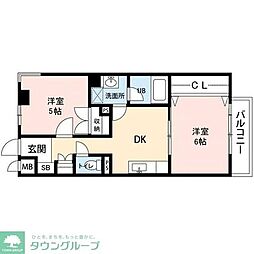 ロワイヤル東井堀12 2DKの間取図画像