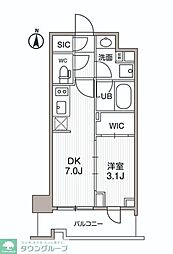 シーズンフラッツ両国サウス 1DKの間取図画像