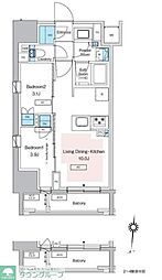 プレディアコート錦糸町スカイビュー 2LDKの間取図画像