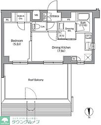 BoaVista門前仲町 1DKの間取図画像