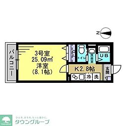 AJ新小岩North2 1Kの間取図画像