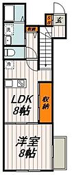プチボヌール 1LDKの間取図画像