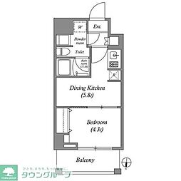 江東区亀戸2丁目マンション 1DKの間取図画像