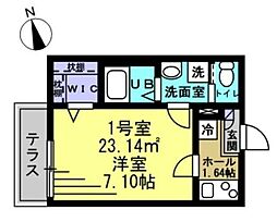 江戸川BASE 1Kの間取図画像