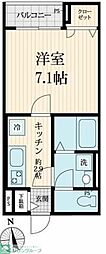 ヴィルヴィレッジ亀戸 1Kの間取図画像