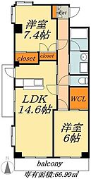 グランドオーク 2LDKの間取図画像