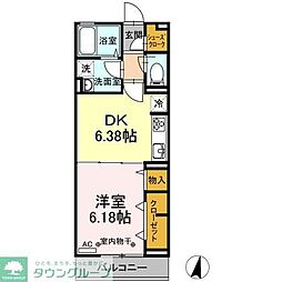 ロード花みずき 1DKの間取図画像