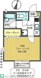 サニーコート北葛西4 1Kの間取図画像