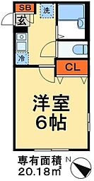 リリックコート平井 1Kの間取図画像