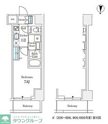ラティエラ練馬 9階1Kの間取り