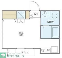 カルム吉祥寺 1階ワンルームの間取り