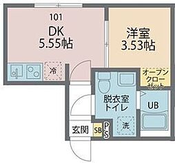 カインドネス柳沢中央 1階1DKの間取り
