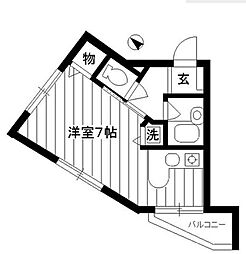 ルプレ荻窪 2階ワンルームの間取り