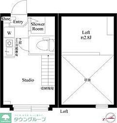 ハーモニーテラス高井戸西 2階ワンルームの間取り
