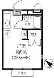 リヴェール高井戸 1階ワンルームの間取り