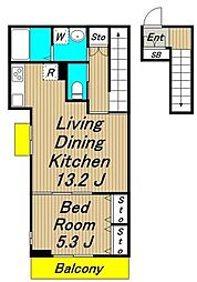 ウェルスクエア明大前 3階1LDKの間取り