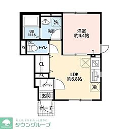 ヴィエント境南 102 1階1LDKの間取り