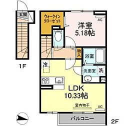 グレイス・Ｋ 2階1LDKの間取り