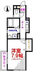 ソレアード三鷹 1Kの間取図画像