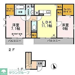 エクレール高井戸 2LDKの間取図画像