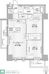グランシャルール武蔵境 2LDKの間取図画像