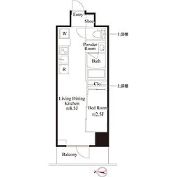 ハーモニーレジデンス東京武蔵関WESTSIDE 1LDKの間取図画像