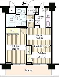 コンチェルト杉並 2DKの間取図画像