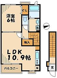 クレール桜上水 1LDKの間取図画像