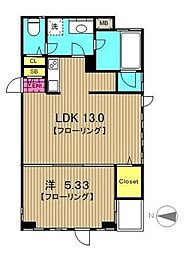 アドレー渋谷本町アネックス 1LDKの間取図画像