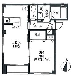ビューノ中野 1LDKの間取図画像