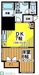 コーポ野口 1DKの間取図画像
