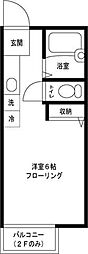 トパーズ 1Kの間取図画像